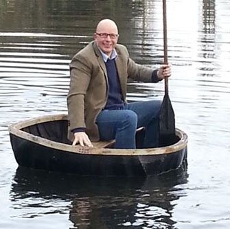 Richard on his coracle